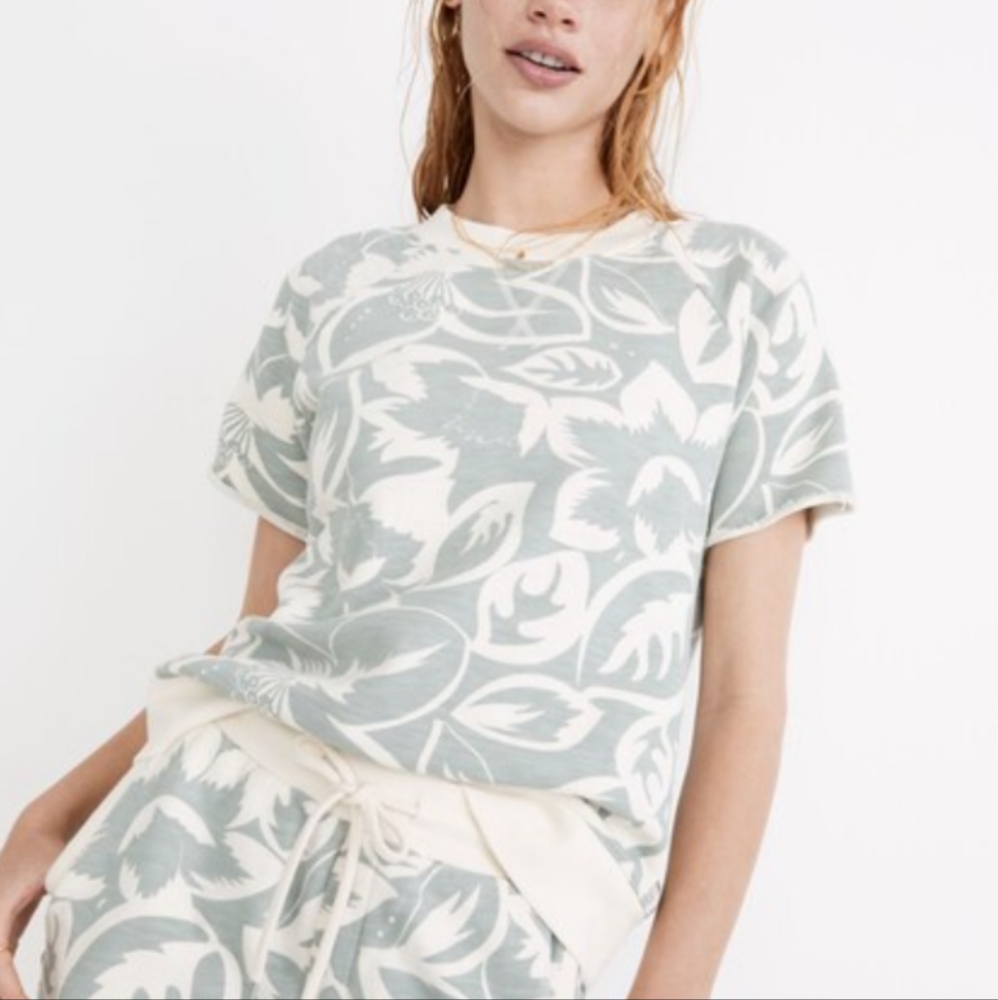 MWL Oversized Short-Sleeve Sweatshirt in Tropicale Floral Madewell size Large